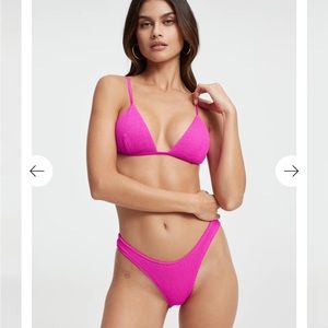 Good American Always Fits Perfect Fit Bikini Top & Bottom Hawaiian Pink sz large